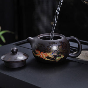 Chinese style becomes hot with water Dragon Phoenix Pot Purple clay teapot Kung Fu tea set teapot infuser Dragon pot is not hot