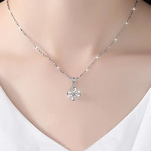 Silver necklace women's S999 sterling silver clavicle chain genuine four-leaf clover pendant sweet and simple Japanese and Korean version pure silver jewelry