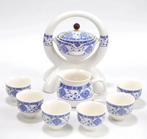 Lazy semi -automatic tea set ceramic home, flip the water out of the water