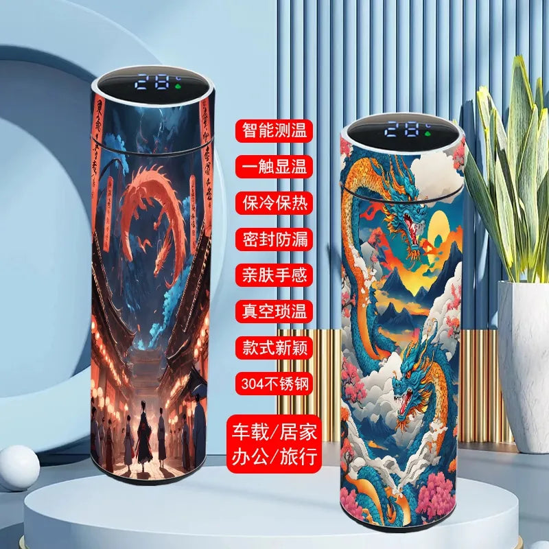 Original creative Chinese dragon smart thermos cup customized with personalized dragon pattern 304 stainless steel cup lightweight cup for men and women