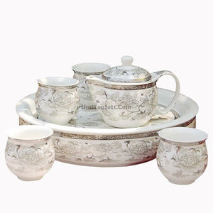 Jingdezhen Double Wall Dragon Tea Set With Tea Tray