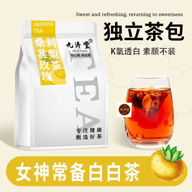 Independent packaging of Rosa roxburghii, rose, black goji berry, dried mulberry, and Poria cocos tea for whitening, regulating Qi and blood, nourishing health, and maintaining beauty