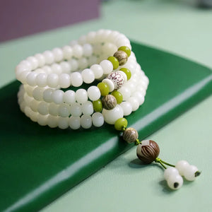 Natural White Jade Bodhi Bracelet 108 Wooden Bracelet Buddha Beads Rosary Star and Moon Bodhi High-Looking Internet Celebrity Bracelet