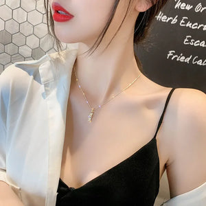 925 sterling silver bamboo necklace women's summer rose gold clavicle chain Valentine's Day gift niche trendy temperament internet celebrity