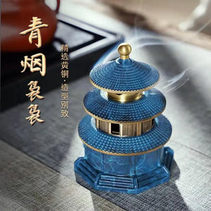 Creative pure copper Temple of Heaven incense burner home indoor agarwood sandalwood disc aromatherapy incense burner antique tea ceremony aromatherapy burner ornaments