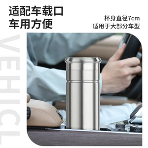 Traditional and simplified tea and water separation thermos cup men's high-end tea cup 316 seamless stainless steel portable car water cup