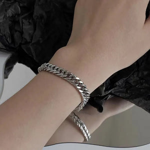 Exquisite retro 925 silver Cuban bracelet, thick style, men's fashion, domineering niche design, punk fashion, hip-hop jewelry