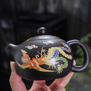 Chinese style becomes hot with water Dragon Phoenix Pot Purple clay teapot Kung Fu tea set teapot infuser Dragon pot is not hot