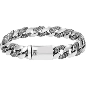 Exquisite retro 925 silver Cuban bracelet, thick style, men's fashion, domineering niche design, punk fashion, hip-hop jewelry