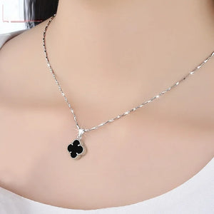 Silver necklace women's S999 sterling silver clavicle chain genuine four-leaf clover pendant sweet and simple Japanese and Korean version pure silver jewelry