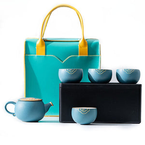 Chinese Tea Set With Box And Handbag