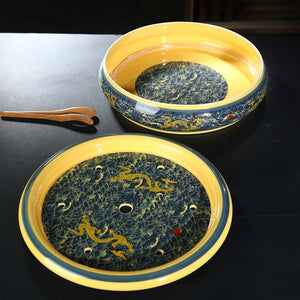 Jingdezhen Double Wall Dragon Tea Set With Tea Tray